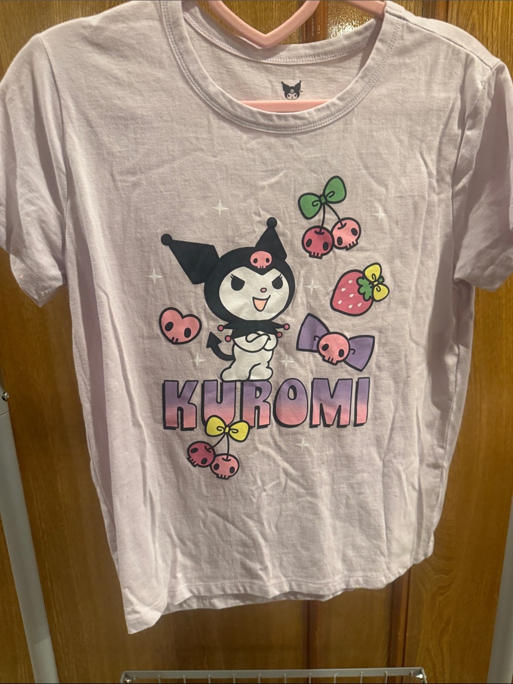 Kuromi Graphic Short Sleeve Tee in Light Pink for Kids